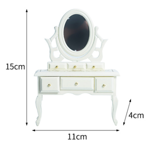 Meubles de maison de poupée Miniature, Table de <span class=keywords><strong>commode</strong></span> en bois avec tiroir miroir, nouvelle collection 2022 - Product Image 6