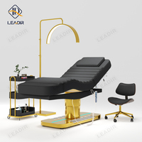 Mobilier de Salon de Beauté Luxe, Lit de Soin Facial Doré Pivotant à 360 Degrés, Table de Lit Faciale Blanche, Lit de Massage Électrique