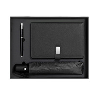 Ensemble cadeau rétro en cuir : carnet, stylo et gourde isotherme 3 pièces avec sac fourre-tout pour cadeaux promotionnels