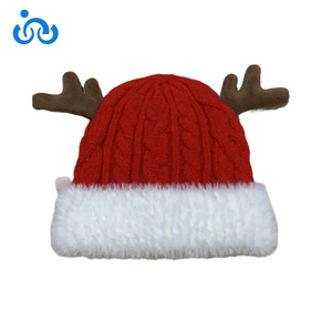 MÙA THU ĐÔNG <span class=keywords><strong>2025</strong></span> phong cách mới Tuần Lộc sừng đan dễ thương và đáng yêu kéo qua mũ giáng sinh ấm áp - Product Image 1