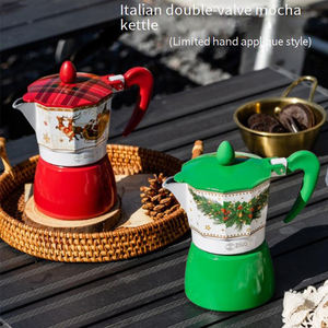 Olla Moka Espresso <span class=keywords><strong>italiana</strong></span> clásica, estilo navideño, estufa de aluminio, <span class=keywords><strong>cafetera</strong></span>, <span class=keywords><strong>Material</strong></span> metálico almacenado - Product Image 2