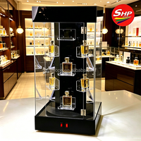 Vitrine à parfums rotative à 360 degrés SHP, en acrylique, avec porte verrouillable et éclairage LED