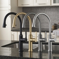 Robinet de cuisine monocommande monotrou en acier inoxydable 304 brossé moderne avec douchette extractible et cartouche céramique, garantie 5 ans