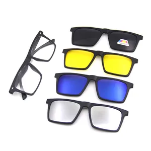 High Quality Driving Cheap Price Fashion Design Night Vision Driving Magnetic 5 Lenses Polarized Clip on Glasses Set