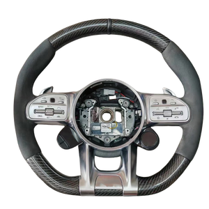 Volant de direction amélioré <span class=keywords><strong>Mercedes</strong></span>-Benz CLS <span class=keywords><strong>350</strong></span> W157 W218 W257 A45 W176 Haoruijie 40mm en fibre de carbone et cuir, 3 branches, style Business - Product Image 6