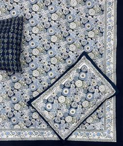 Sábana de algodón refrescante y ligera con estampado de bloques artísticos Sábanas para un dormitorio acogedor y elegante - Product Image 1