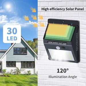 30 LED năng lượng mặt trời đèn không thấm nước ngoài trời Tường An ninh chuyển động <span class=keywords><strong>PIR</strong></span> cảm biến LED năng lượng mặt trời ánh sáng bức tường cho vườn Pathway - Product Image 4