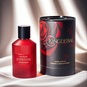 Botella de Perfume Redonda al por Mayor, Vacía, con Pulverizador de Bomba, 30ml 50ml 100ml, de Vidrio Esmerilado Rojo, con Caja y Tapa Dorada - Product Image 4