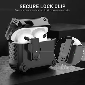 Housse de protection rigide antichoc intégrale pour <span class=keywords><strong>AirPods</strong></span> <span class=keywords><strong>Pro</strong></span> 2 avec verrouillage sécurisé et crochet pour écouteurs - Product Image 4