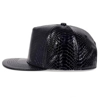 Grosir topi bisbol motif buaya PU modis Logo kustom topi bertepi datar kulit PU topi Snapback Hip-hop