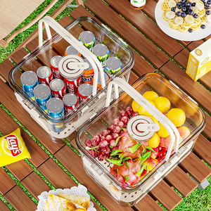 Portable Outdoor Food <b>Storage</b> <b>Box</b> Transparent Handle Double Layer Large Capacity <b>Camping</b> Picnic Container - Product Image 4