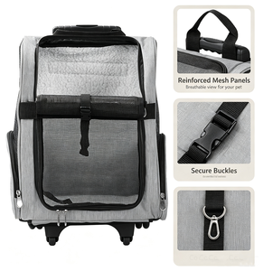 Pet Carrier With <b>Wheels</b> Portable Pet Travel Carrier Dog Carrier <b>Backpack</b> Pet Carrier Bag for Pets Outdoor Travel Airport Trips - Product Image 3