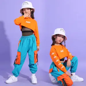 Teenager-Mädchen Tanzkostüme Leistung Kinder Sport-Set Sweatshirts + Hosen 3-teilig Hip-Hop Kinderkleidungsanzug