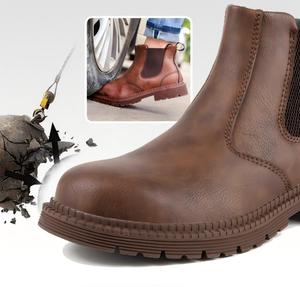 Chaussures de sécurité robustes pour hommes, fabriquées en usine, avec embout en acier, tige en microfibre imperméable et antidérapante, et semelle en caoutchouc. - Product Image 5