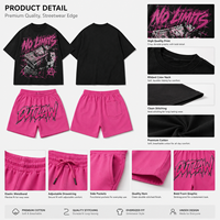 Ensemble 2 pièces homme : T-shirt vintage court délavé à l'acide et short, avec logo personnalisé sérigraphié, style survêtement d'été coupe ample DTG