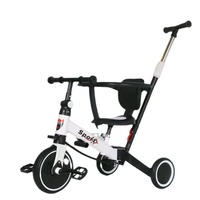 Tricycle multifonction 5-en-1 en métal pour enfants : poussette, vélo d'équilibre et chariot pour bébés de 4 à 6 ans