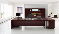 Bureau de direction moderne et durable en forme de L avec placage bois et rangement