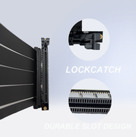 Kabel Riser PCIe 4.0 X16 Kecepatan Tinggi 16GT/s, Kabel Ganda Terbalik 4+1, 90 Derajat, Perisai EMI, Pemasangan GPU Vertikal