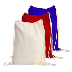 Gelory Custom Blank Cotton Drawstring Backpack Gym Sack Canvas Cinch Sport Backpack Gym