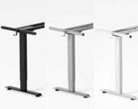 Bureau debout électrique moderne en forme de L, réglable en hauteur, avec cadre métallique et conception extensible à double/triple moteur