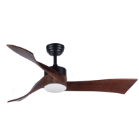 Ventilateur de plafond moderne en métal de 52 pouces avec lumière, télécommande, moteur BLDC silencieux, pales réversibles effet bois, LED en option, intensité réglable pour salon