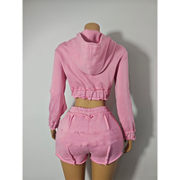 Ensemble de survêtement 2 pièces pour femme avec logo personnalisé, veste zippée délavée style vintage et pantalon évasé en coton élasthanne, collection sportswear automne 2026