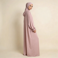 Abaya musulmane portable, respirante, faite à la main, grande taille, coupe ajustée, en polyester, longueur cheville, manches longues, anti-plis, pour l'hiver et le Ramadan