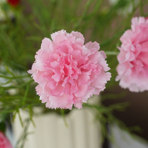 Bouquet de carnations artificielles Ruilisi en soie, blanc, rose clair, rouge vif, 3 tiges, décoration d'intérieur, accessoires de photographie - Product Image 4