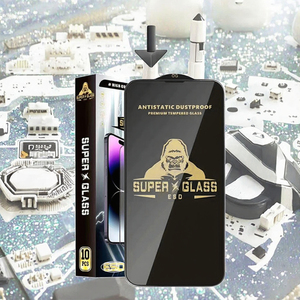 Protector de Pantalla Transparente Antiestático de Vidrio Templado HD Clear ESD Black King Kong para <span class=keywords><strong>iPhone</strong></span> 16e 15 14 13 Pro Max, Venta al Por Mayor - Product Image 2