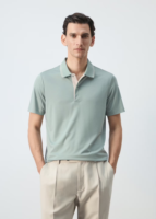 Polo en piqué de coton vert clair pour homme, coupe oversize, style décontracté, grande taille, motif brodé uni