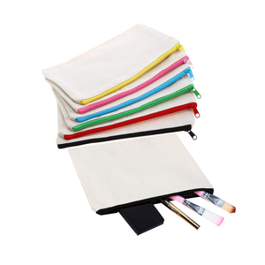 Cosmetic <b>Bags</b> with Zippers Cotton Canvas <b>Travel</b> Toiletry <b>Makeup</b> Pouches Coin <b>Bag</b> Multipurpose Pen Custom Logo - Product Image 1