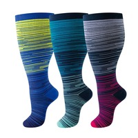 Chaussettes de compression pour mollets larges pour femmes et hommes, 20-30 mmHg, chaussettes de compression mi-hautes