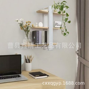 Wooden Wall <b>Shelf</b> 6 Tier Rectangle Multifunctional Storage <b>Rack</b> For Living Room Modern Minimalist Design - Product Image 2