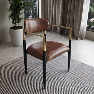 ชุดเก้าอี้รับประทานอาหารหรูหรา<span class=keywords><strong>ทันสมัย</strong></span>สำหรับเชิงพาณิชย์ หุ้มด้วยหนังแท้กำมะหยี่ พร้อมที่วางแขนสแตนเลส สำหรับโรงแรม - Product Image 3