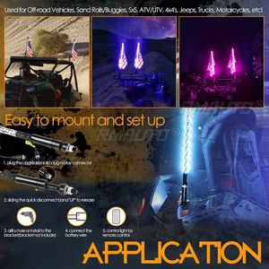 Lámpara LED de 4 pies, Luz de Antena RGB de 3 pies, Impermeable, Flexible, con Control Remoto, Multicolor, Súper Brillante, para SUV y ATV - Product Image 6