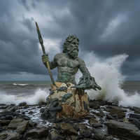 Décoration de jardin extérieure - Vente flash - Statue classique grecque célèbre du roi Neptune - Sculpture en bronze de Poséidon