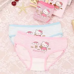 2024 Newest Children Cotton Classic Cartoon Cat Rainbow Pattern Girls Briefs Multi-Color Underwear Pack