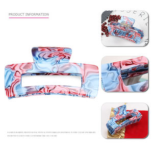 Pinzas rectangulares de acetato para el pelo, pinzas para el pelo de moda de dibujo de colores, pinzas para el pelo de 7,5 CM - Product Image 2