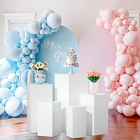 Ensemble de 5 plinthes blanches de mariage piédestal Cube Dessert gâteau support de Table colonne fleur support accessoires décoration de fête