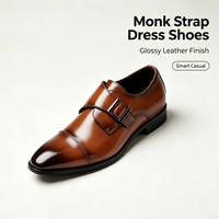 Herren Echtleder Monkstrap Anzugschuhe Eckige Spitze Formelle Business-Schuhe Rutschfeste Büro- und Hochzeitsschuhe