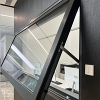 Fenêtre à battant moderne en alliage d'aluminium à double vitrage, verre trempé Low-E, insonorisée, à économie d'énergie, pour salle de bain et usage domestique