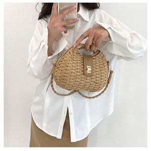 Sac à Linge Jetable de Voyage pour Femme Française en Fil de Raphia, Pochette Circulaire, Sacs du Mali, Bateau Osier Muraux, Toile Perforée - Product Image 4