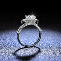 Bijoux de fiançailles et de mariage en argent sterling S925, moissanite ronde taille brillant 1 carat, bagues géométriques pour amoureux, cadeau