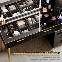 En gros Coiffeuse moderne en bois durable de 47,24 po avec miroir éclairé HD de 29,53 po et 5 tiroirs pour rangement de maquillage