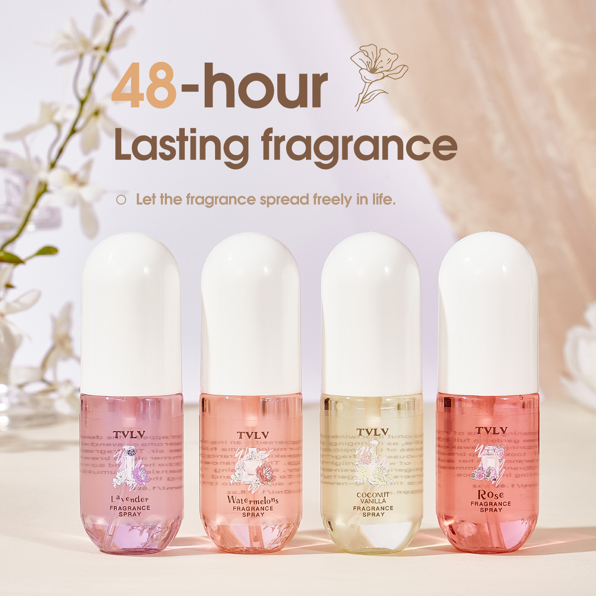 TVLV 50ml Alcohol-Free Fresh Perfume Spray Coconut Rose Lasting Fragrance Cross-Border for Amazon Deodorant & Antiperspirant