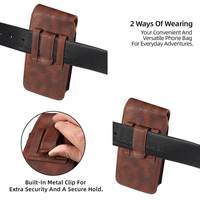 Étui de transport en cuir synthétique et nylon avec clip ceinture pour iPhone 17 Pro Max et Galaxy S26 Ultra LM156