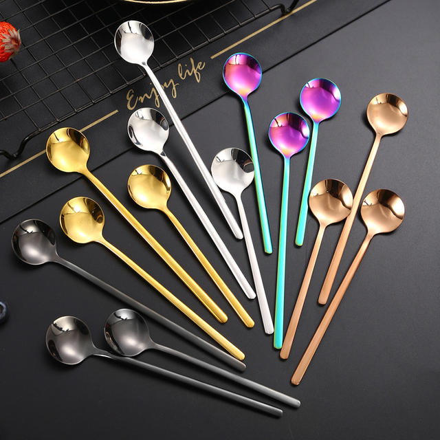 Custom Stainless Steel Tableware Stainless Steel Korean Spoons with Long Handles Rice Asian Soup Spoon
