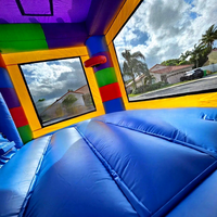 Château gonflable pour enfants 4x8m avec toboggan, espace de jeu élastique, blocs de construction, aire de jeux extérieure pour le carnaval