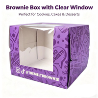 Boîte d'emballage alimentaire en carton recyclable de qualité alimentaire, haute densité, avec fenêtre PET, 10x10x8 pouces, personnalisable, pour gâteaux, sushis, desserts et pâtisseries