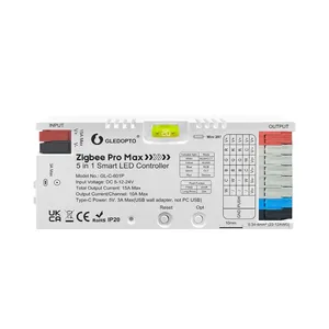 Gledopto 2026 Nuevo GL-C-601P ZigBee 3.0 Pro Max Controlador LED 5 en 1 Compatible con <span class=keywords><strong>Alexa</strong></span>/SmartThings DC5~24V 10A/CH Carga Máxima 360W - Product Image 1